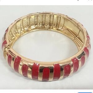 Elegant Gold and Red Bangle Bracelet